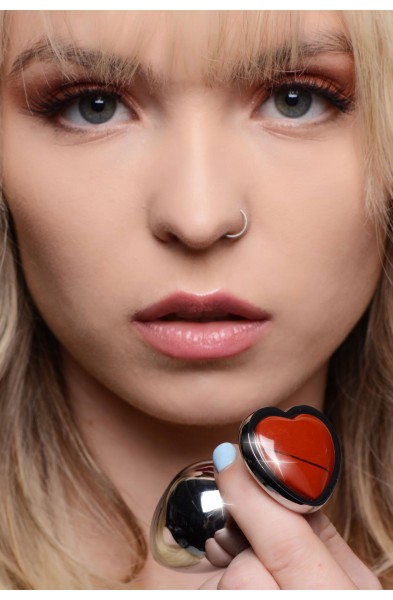 Red Jasper Heart Anal Plug - Medium