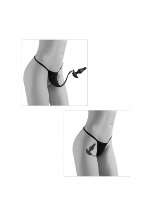 Hookup Panties Remote Bow-Tie Bikini - Black - Small - Large