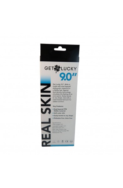 Get Lucky 9 Inch Real Skin Dong - Light Brown