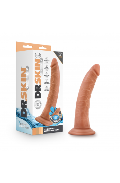 Dr. Skin Glide 7.5 Inch Self Lubricating Dildo -  Mocha -