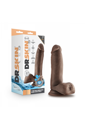 Dr. Skin Glide - 7 Inch Self Lubricating Dildo  With Balls - Chocolate