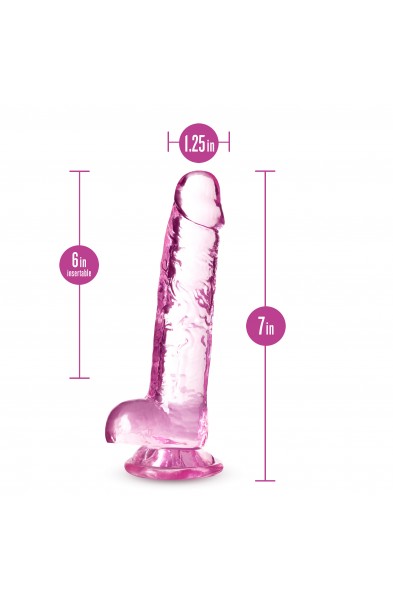 Naturally Yours - 7 Inch Crystalline Dildo - Rose