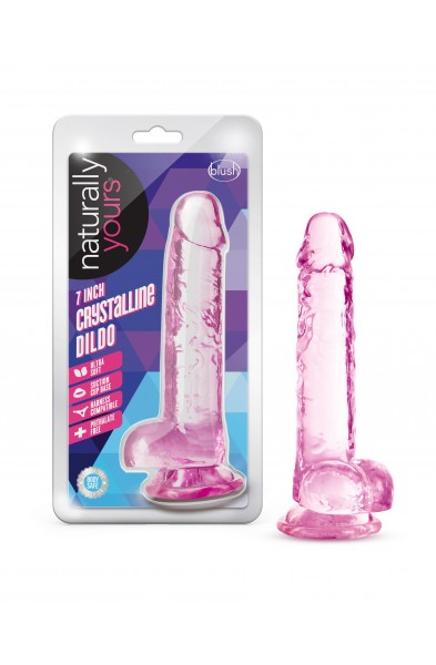 Naturally Yours - 7 Inch Crystalline Dildo - Rose