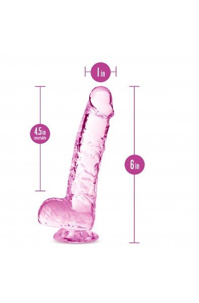Naturally Yours - 6 Inch Crystalline Dildo - Rose