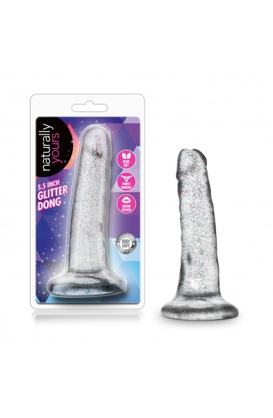 Naturally Yours - 5.5 Inch Glitter Dong - Sparkling Clear