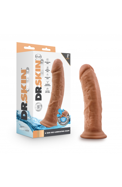 Dr. Skin Glide 8 Inch Self Lubricating Dildo -  - Mocha