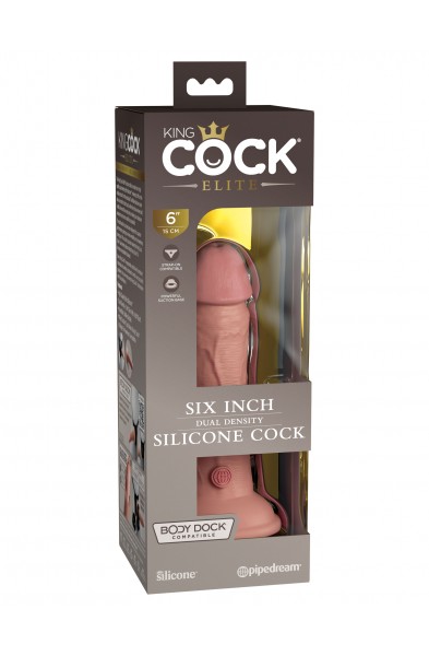 King Cock Elite 6 Inch Silicone Dual Density Cock  - Light