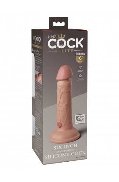 King Cock Elite 6 Inch Silicone Dual Density Cock  - Light