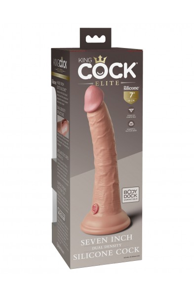King Cock Elite 7 Inch Silicone Dual Density Cock  - Light
