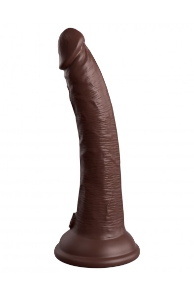 King Cock Elite 7 Inch Vibrating Silicone Dual  Silicone Dual Density Cock With Remote - Brown