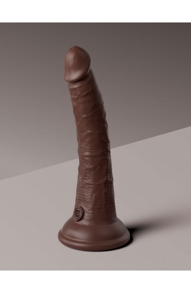 King Cock Elite 7 Inch Vibrating Silicone Dual  Silicone Dual Density Cock With Remote - Brown