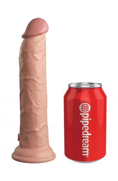 King Cock Elite 9 Inch Vibrating Silicone Dual  Density Cock With Remote - Light
