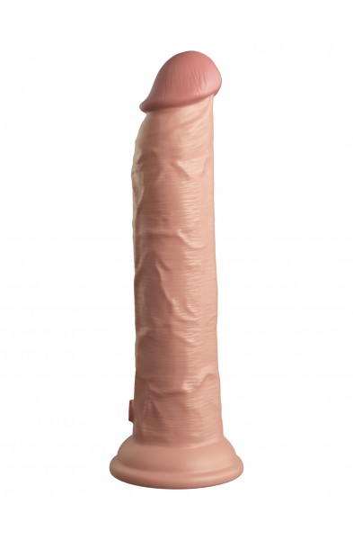 King Cock Elite 9 Inch Vibrating Silicone Dual  Density Cock With Remote - Light