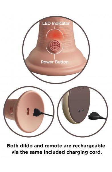 King Cock Elite 9 Inch Vibrating Silicone Dual  Density Cock With Remote - Light