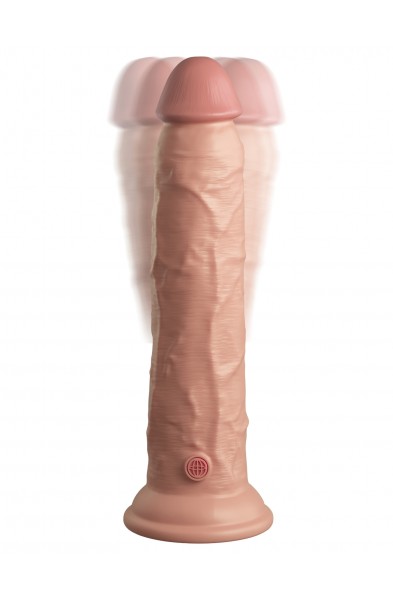 King Cock Elite 9 Inch Vibrating Silicone Dual  Density Cock With Remote - Light