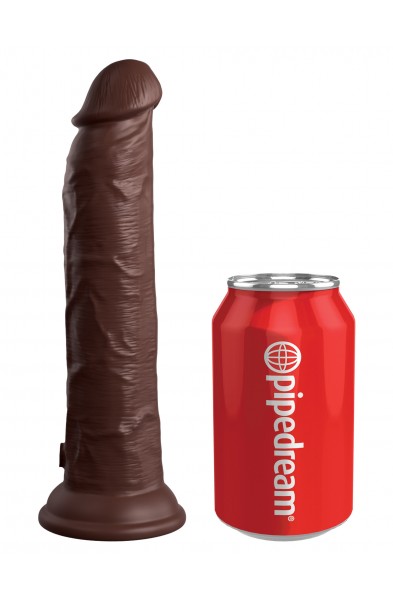 King Cock Elite 9 Inch Vibrating Silicone Dual  Density Cock With Remote - Brown