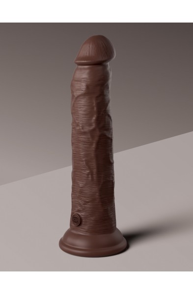 King Cock Elite 9 Inch Vibrating Silicone Dual  Density Cock With Remote - Brown