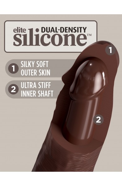 King Cock Elite 9 Inch Vibrating Silicone Dual  Density Cock With Remote - Brown