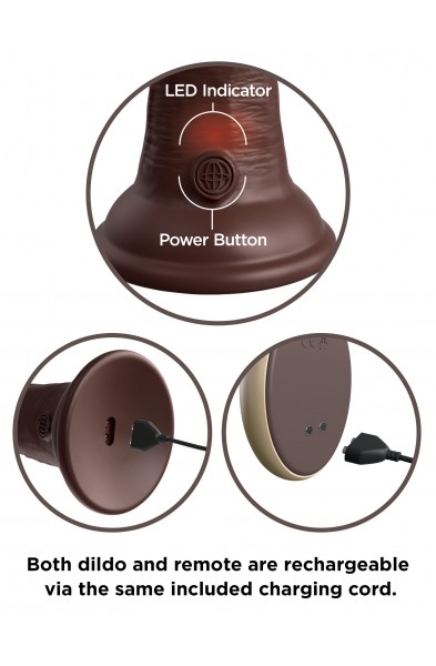 King Cock Elite 9 Inch Vibrating Silicone Dual  Density Cock With Remote - Brown