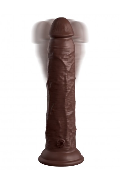 King Cock Elite 9 Inch Vibrating Silicone Dual  Density Cock With Remote - Brown