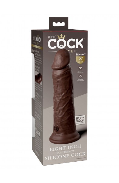 King Cock Elite 8 Inch Dual Density Silicone Cock  - Brown