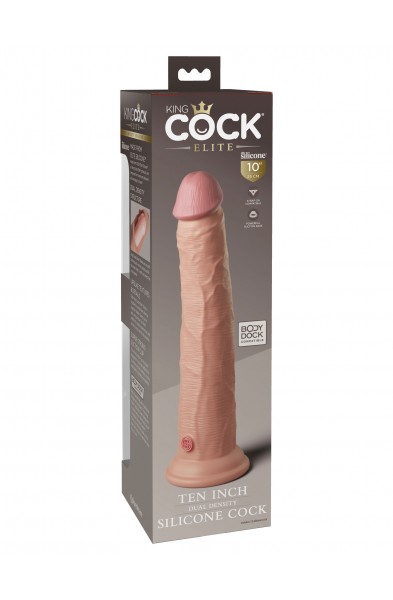 King Cock Elite 10 Inch Dual Density Silicone Cock - Light