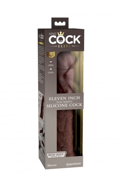 King Cock Elite 11 Inch Silicone Dual Density Cock - Brown