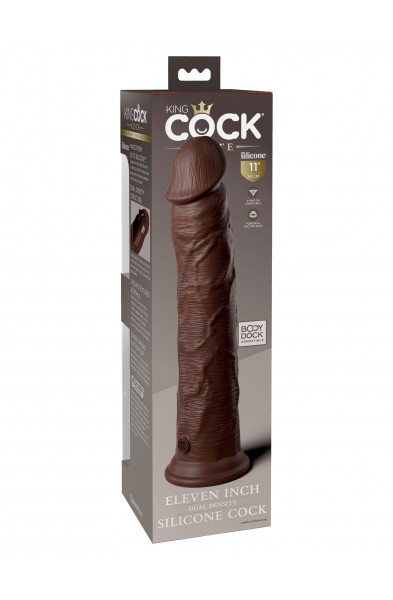 King Cock Elite 11 Inch Silicone Dual Density Cock - Brown