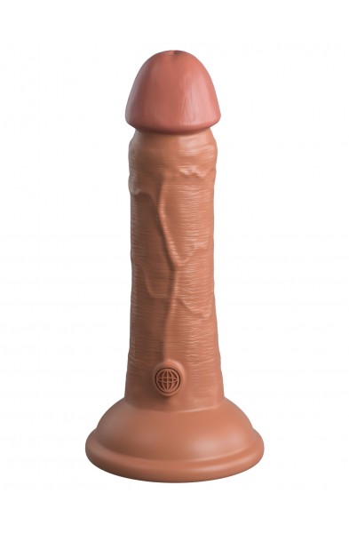 King Cock Elite 6 Inch Vibrating Silicone Dual  Silicone Dual Density Cock - Tan