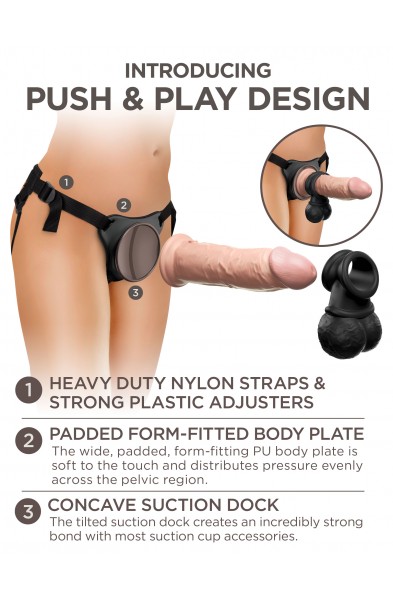 King Cock Elite Deluxe Silicone Body Dock  Kit  -  Harness and 8 Inch Dildo - Light