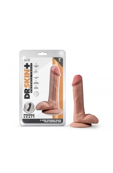 Dr. Skin Plus - 6 Inch Posable Dildo With Balls -  Mocha