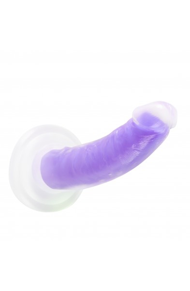 Neo Elite Glow in the Dark - Light - 7 Inch  Silicone Dual Density Dildo - Neon Purple