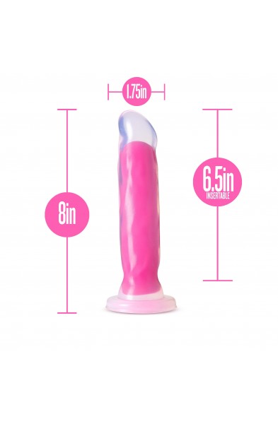 Neo Elite Glow in the Dark - Marquee - 8 Inch  Silicone Dual Density Dildo  - Neon Pink