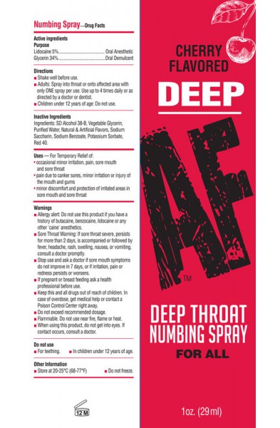 Deep Af Deep Throat Numbing Spray -  Cherry - 1 Fl. Oz.