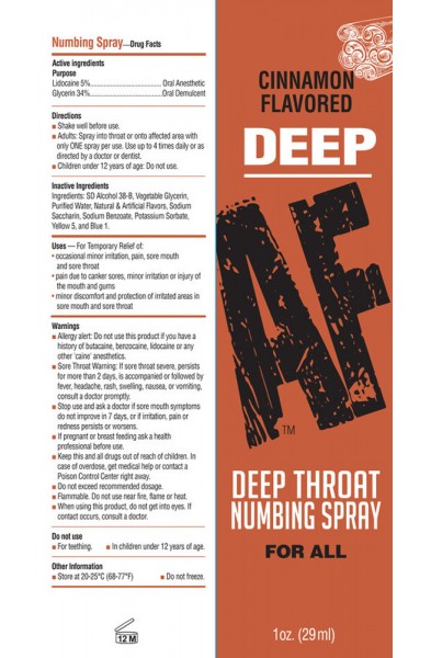 Deep Af Deep Throat Numbing Spray -  Cinnamon - 1 Fl. Oz.