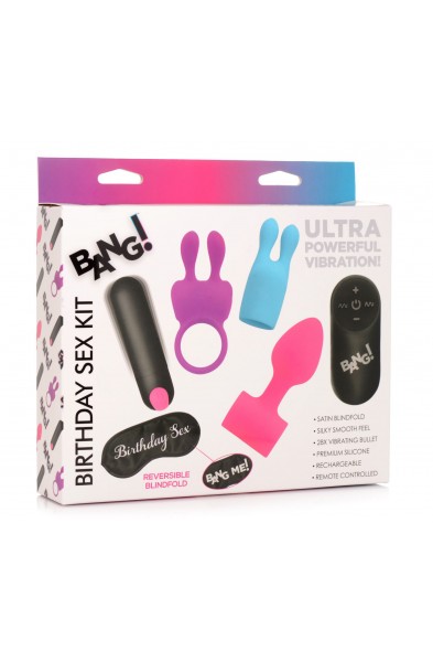 Birthday Sex Kit - C-Ring, Plug, C-Stim, Bullet and Blindfold