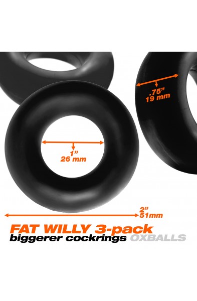 Fat Willy 3-Pack Jumbo C-Rings - Black