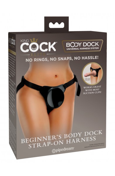 King Cock Elite Beginner's Body Dock Strap-on  Harness - Black