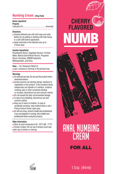 Numb Af - Anal Desensitizer Gel - Cherry -  1.5 Fl Oz