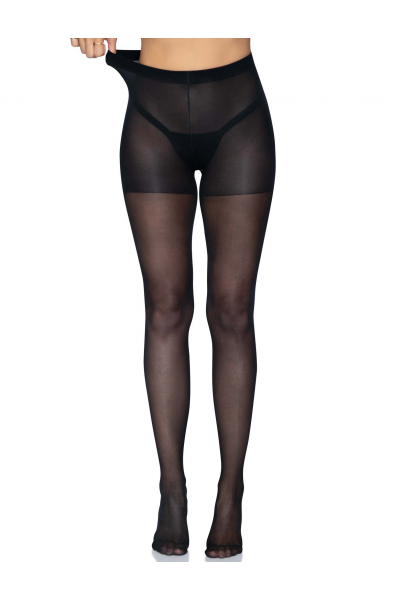 Sheer Open Butt Crotchless Pantyhose - One Size -  Black