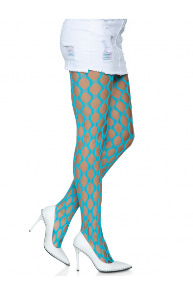 Jumbo Pothole Net Tights - Neon Blue - One Size