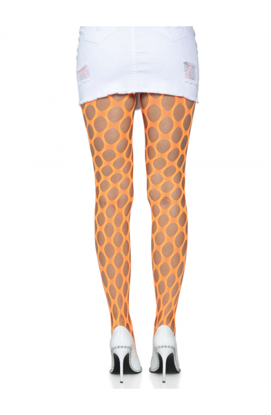 Jumbo Pothole Net Tights - Neon Orange - One Size