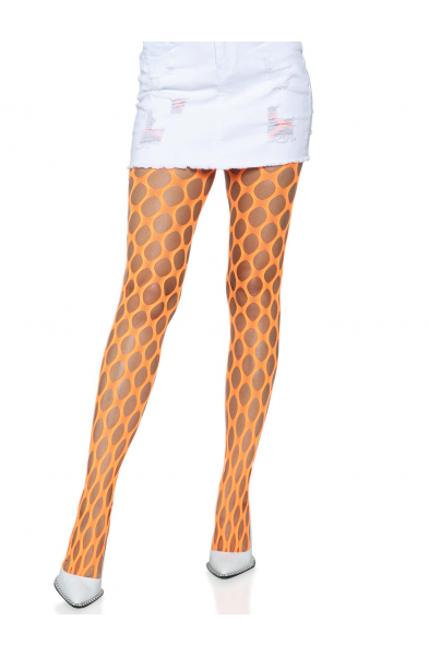 Jumbo Pothole Net Tights - Neon Orange - One Size