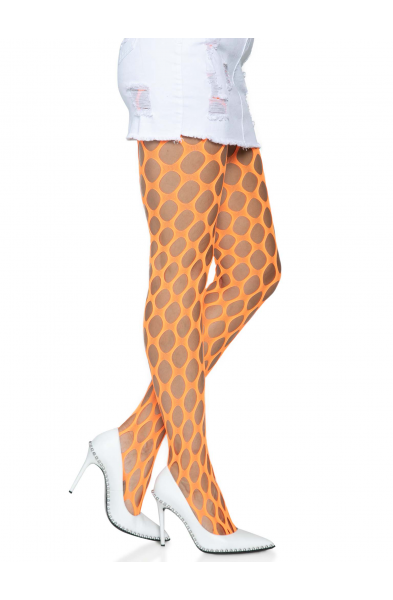 Jumbo Pothole Net Tights - Neon Orange - One Size