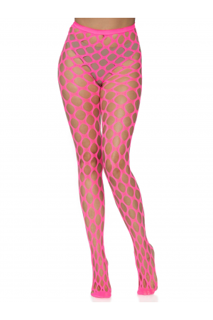 Jumbo Pothole Net Tights - Neon Pink- One Size