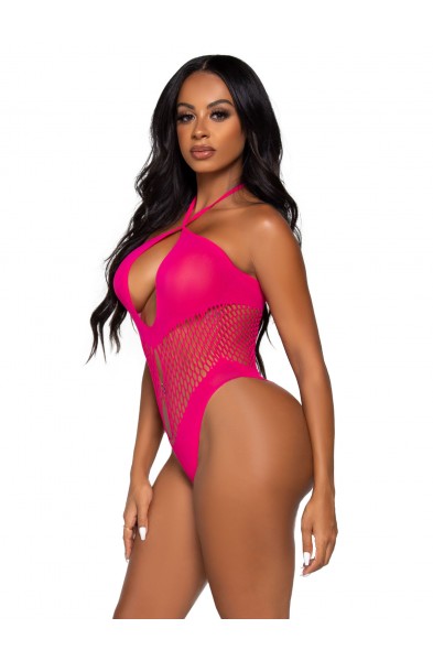 Hexi Net Keyhole Bodysuit - One Size - Raspberry