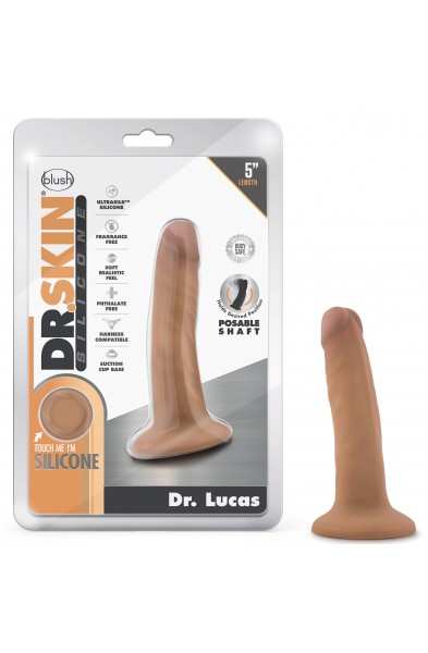 Dr. Skin Silicone - Dr. Lucas - 5 Inch Dong With  Suction Cup - Mocha