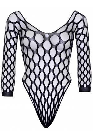 Pothole Net 3/4 Sleeve Bodysuit - One Size - Black