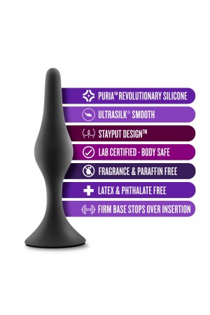 Anal Adventures Platinum - Silicone Beginner Plug  - Small - Black