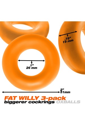 Fat Willy 3-Pack Jumbo Cockring - Orange